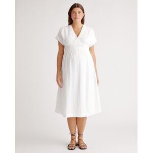 Quince Women Organic Cotton Gauze Maternity Midi Dress White M